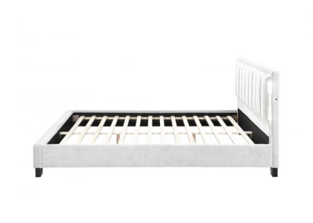 Pat tapitat Comfort 1 cu LED, 160x200, cadru din lemn cu somiera fixa, culoare Crem [3]