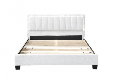 Pat tapitat Comfort 1 cu LED, 180x200, cadru din lemn cu somiera fixa, culoare Crem [1]