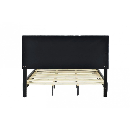 Pat tapitat Modern 90x200cm, cadru din lemn cu somiera fixa, culoare Gri [8]
