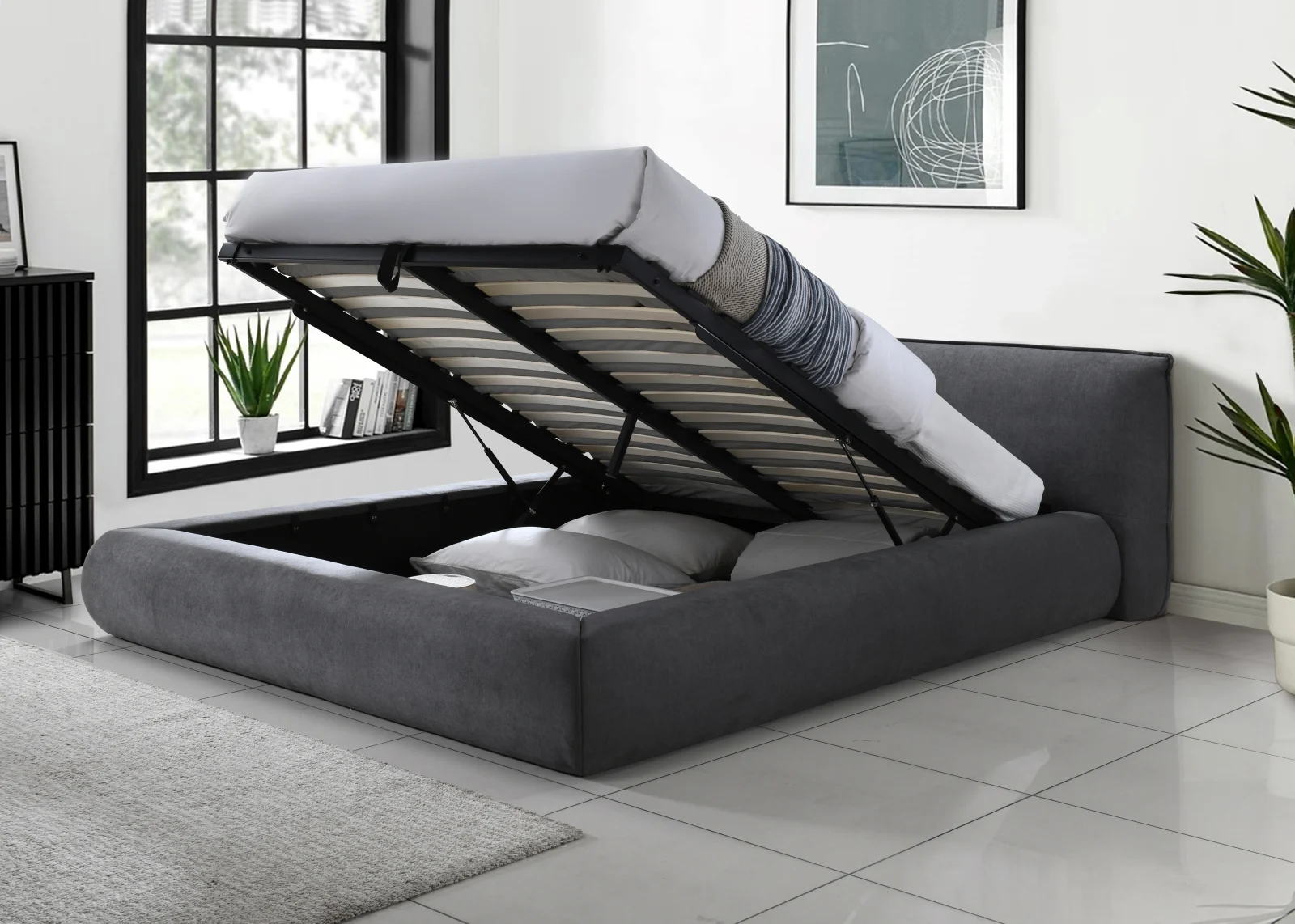 Pat Tapitat rabatabil Premium Cloud Gri 160x200 [1]