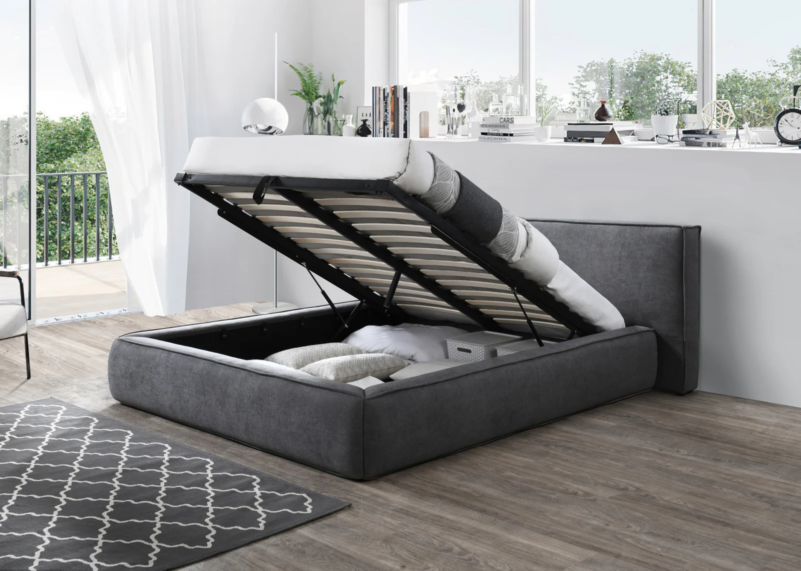 MOBILIER DORMITOR - Pat Tapitat Rabatabil Dream Gri 160x200cm