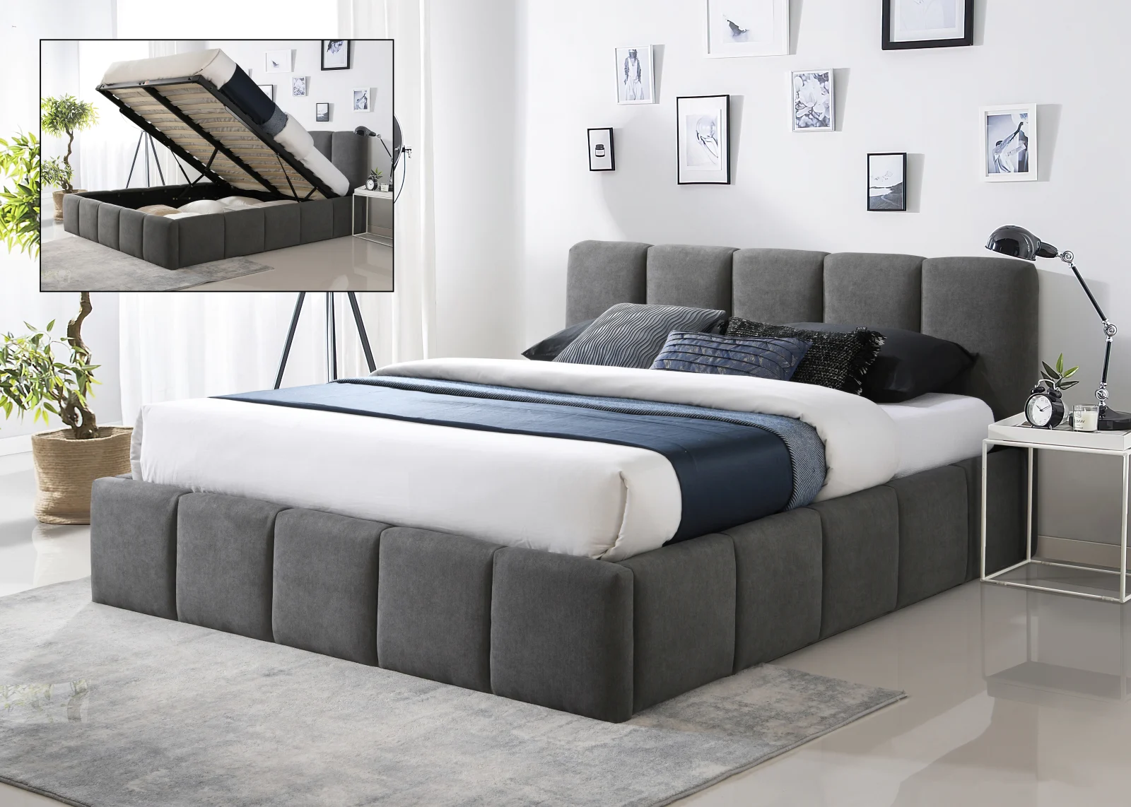 MOBILIER DORMITOR - Pat Tapitat Rabatabil Comfi Gri 160x200cm