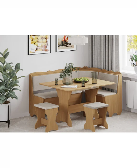 Coltare de Bucatarie - Set coltar Rodos cu masa extensibila si 2 tabureti Cires/Balaton