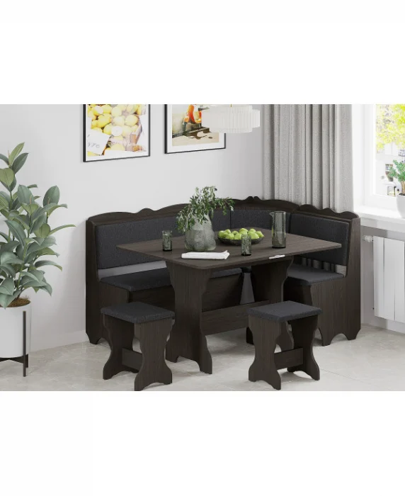 Coltare de Bucatarie - Set coltar Rodos cu masa extensibila si 2 tabureti Wenge Balaton