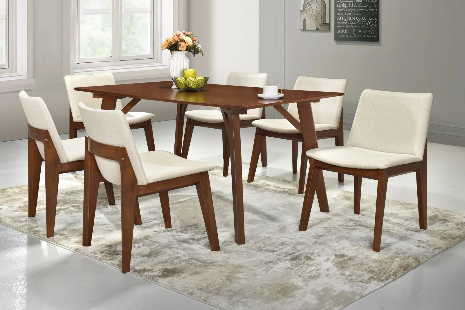 MOBILIER LIVING - Set Masa extensibila + 4 Scaune Wood 1 LUX 1200x1200mm