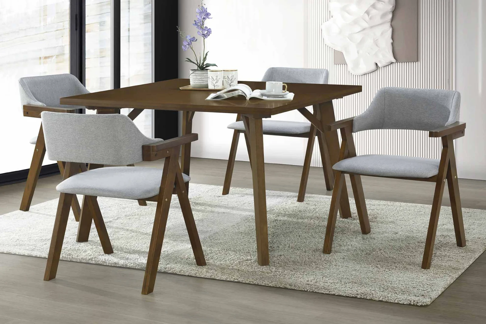 Set Masa extensibila + 4 Scaune Wood 2 LUX 1200x1200mm [1]