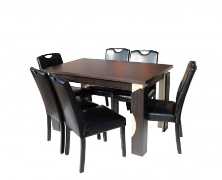 Set Masa Mario Cu 6 Scaune Tapitate RH6002C Negru [1]