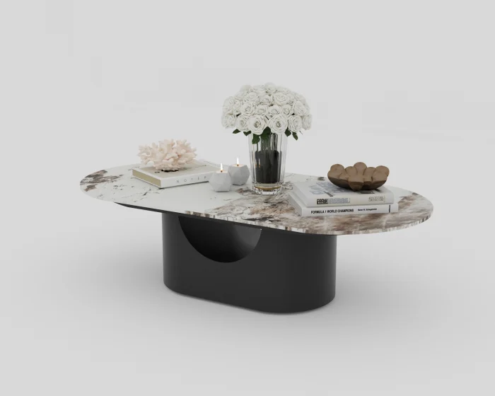 Masute - MASUTA CAFEA BERLIN MARMURA BLAT ALB 140x60x40cm