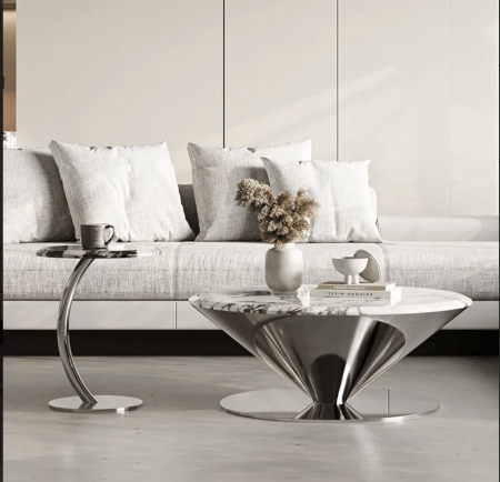 Masute - Set masute Cafea Helios 80x41h, 50x48h cm Silver
