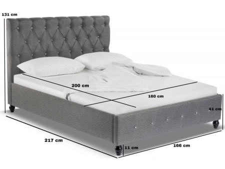 Set pat tapitat Miami cu saltea ortopedica , cadru din lemn, Culoare Gri [8]