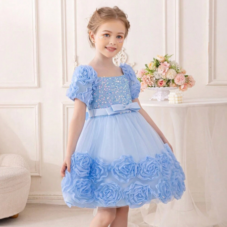 Rochii mâneci scurte - Rochita Melody (Bleu)