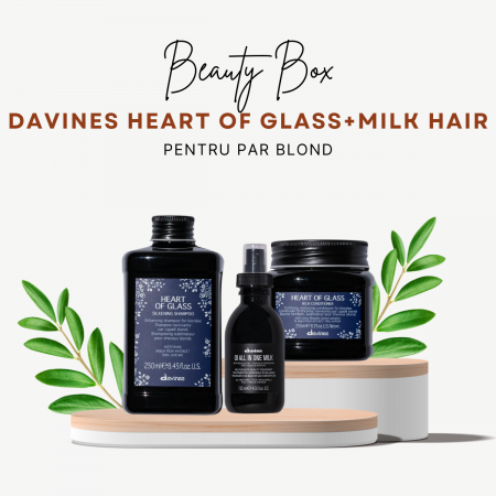 Pachet Par Blond - Beauty Box Davines Heart of Glass + Milk Hair