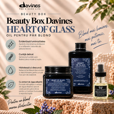 Pachet Par Blond - Beauty Box Davines Heart of Glass + Oil