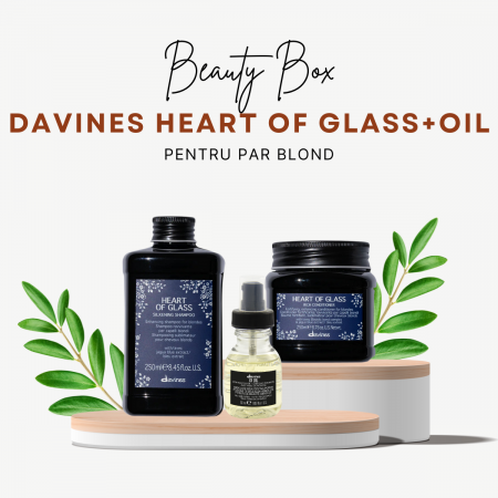 Pachet Par Blond - Beauty Box Davines Heart of Glass + Oil