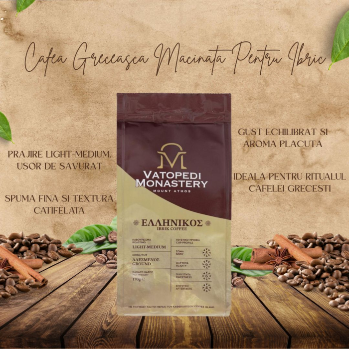 Cafea Macinata Pentru Ibric, Muntele Athos, Grecia, Prajire Light - Medium - 170 Gr [4]