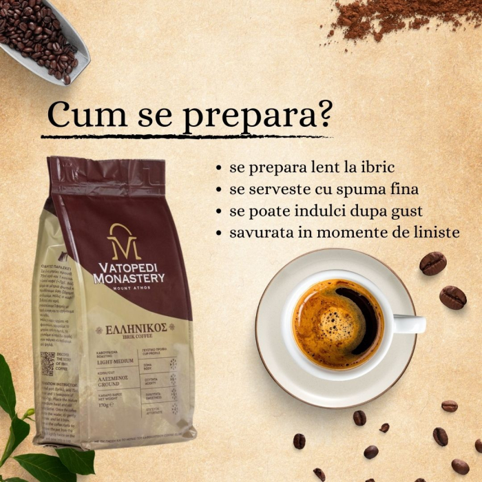 Cafea Macinata Pentru Ibric, Muntele Athos, Grecia, Prajire Light - Medium - 170 Gr [6]