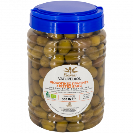 Masline - Masline Verzi Bio Taiate In Saramura 500 Gr (Bio Hellas, Gr-Bio-03)