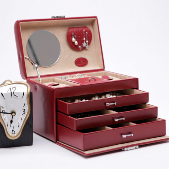 Cutie de bijuterii Onix, culoarea bordo, din piele ecologica, WindRose [1]