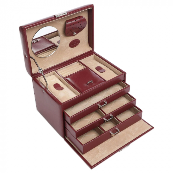 Cutie de bijuterii Onix, culoarea bordo, din piele ecologica, WindRose [4]