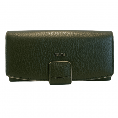 Portofel plic dama multicompartimentat, inchidere cu clapeta si capsa, piele naturala, exterior olive/interior bej [4]