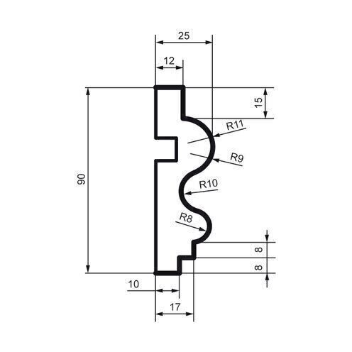Brâu pentru exterior, MC 106, 9cm x 2.5cm x 200cm [2]