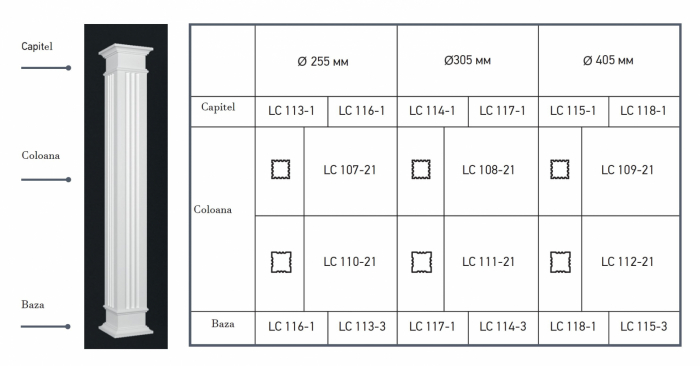 Capitel/baza pentru coloana, LC 116-1F, 36cm x 36cm [3]