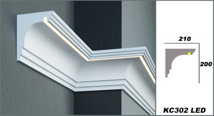 Cornișă de exterior, KC 302 LED, 22cm x 21cm x 200cm [5]