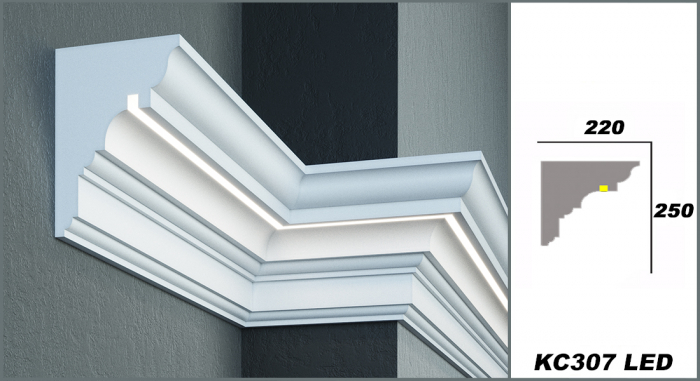 Cornișă de exterior, KC 307 LED, 22cm x 25cm x 200cm [5]