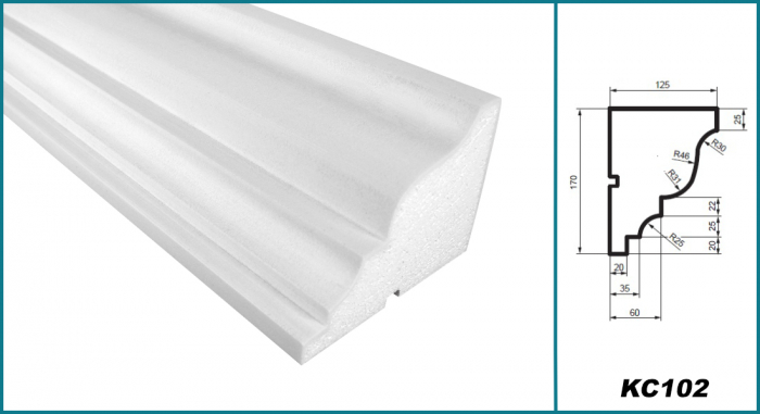 Cornișă pentru exterior, KC 102, 17cm x 12.5cm x 200cm [5]