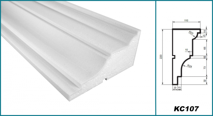 Cornișă pentru exterior, KC 107, 22cm x 11cm x 200cm [5]