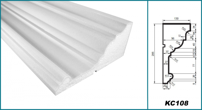 Cornișă pentru exterior, KC 108, 28.5cm x13cm x 200cm [5]