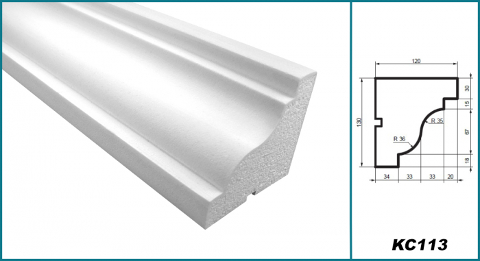 Cornișă pentru exterior, KC 113, 13cm x 12cm x 200cm [5]