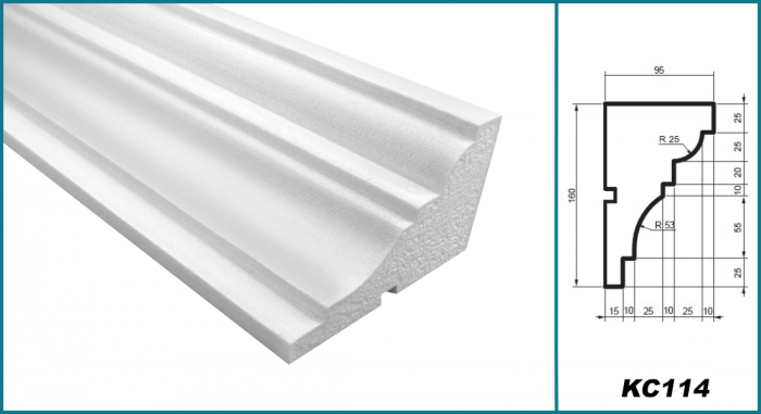 Cornișă pentru exterior, KC 114, 16cm x 9.5cm x 200cm [4]