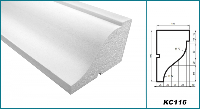 Cornișă pentru exterior, KC 116, 19cm x 12cm x 200cm [5]