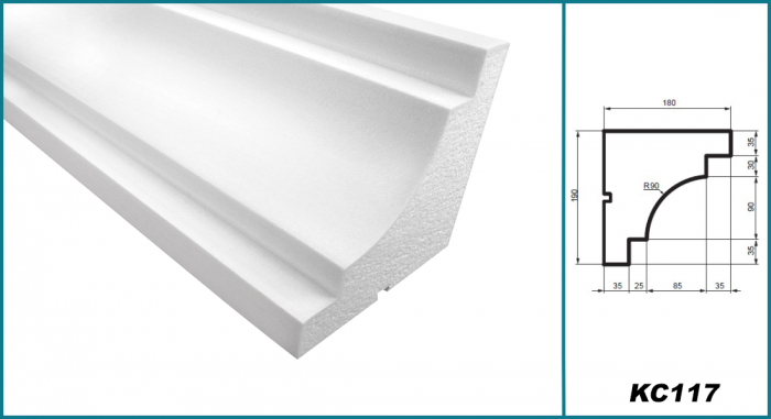 Cornișă pentru exterior, KC 117, 19cm x 18cm x 200cm [5]