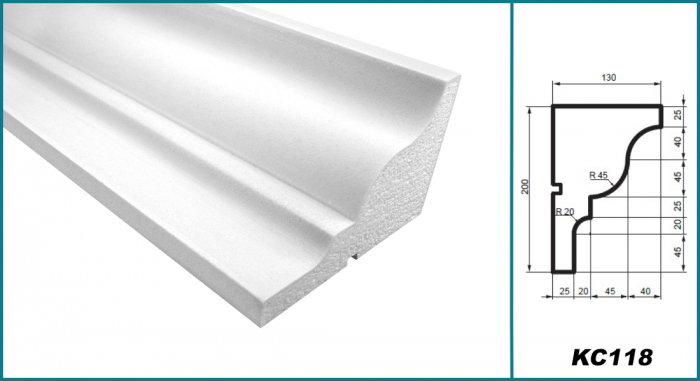 Cornișă pentru exterior, KC 118, 20cm x 13cm x 200cm [5]