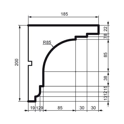 Cornișă pentru exterior, KC 120, 20cm x18.5cm x 200cm [2]