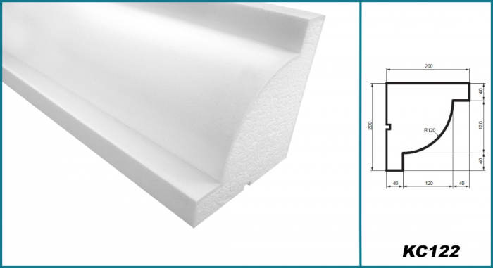 Cornișă pentru exterior, KC 122, 20cm x 20cm x 200cm [5]