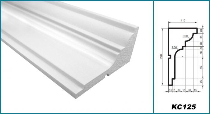 Cornișă pentru exterior, KC 125, 22cm x 11cm x 200cm [5]