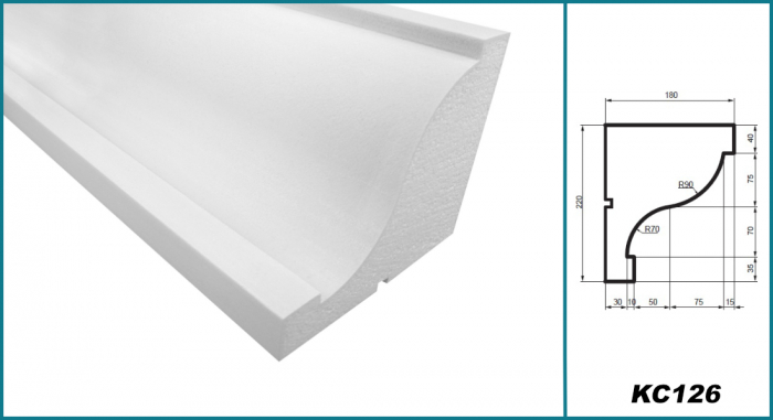 Cornișă pentru exterior, KC 126, 22cm x 18cm x 200cm [5]