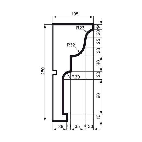 Cornișă pentru exterior, KC 128, 25cn x 10.5cm x 200cm [2]