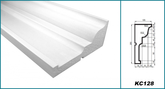 Cornișă pentru exterior, KC 128, 25cn x 10.5cm x 200cm [4]