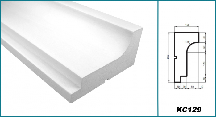 Cornișă pentru exterior, KC 129, 25cm x 12cm x 200cm [5]