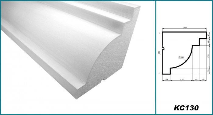 Cornișă pentru exterior, KC 130, 25cm x 25cm x 200cm [5]