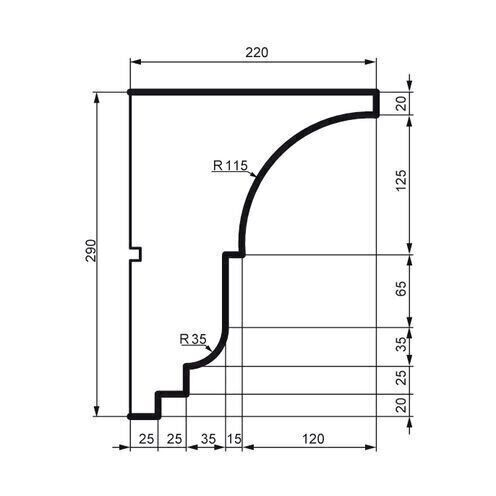 Cornișă pentru exterior, KC 132, 29cm x 22cm x 200cm [2]