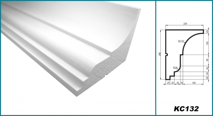 Cornișă pentru exterior, KC 132, 29cm x 22cm x 200cm [5]