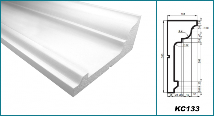 Cornișă pentru exterior, KC 133, 38cm x 15.5cm [5]