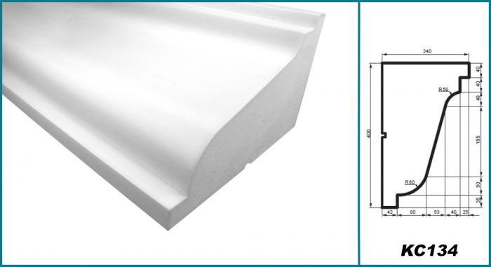 Cornișă pentru exterior, KC 134, 40cm x 24cm x 200cm [5]