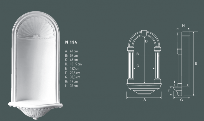 Nisa decorativa din poliuretan, N134, 57cm x 132cm x 33.5 cm [2]
