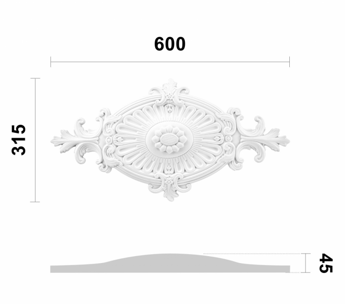 Rozeta din poliuretan, Grand Decor, R 114, 60cmx31.5cm [2]